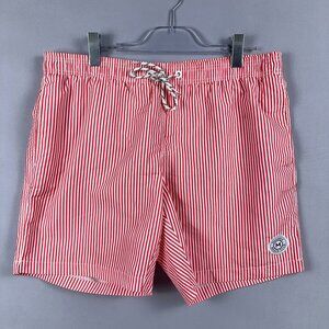 Maamgic Swim Shorts Womens Size XL Striped Drawstring High Rise Red